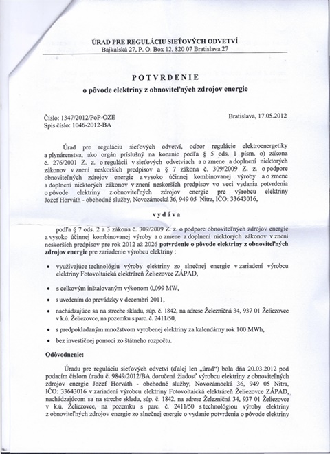 zeliezovce zapad potvrdenie 20121